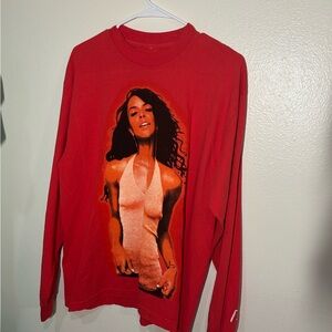 Red Aaliyah Long-Sleeve Graphic Tee